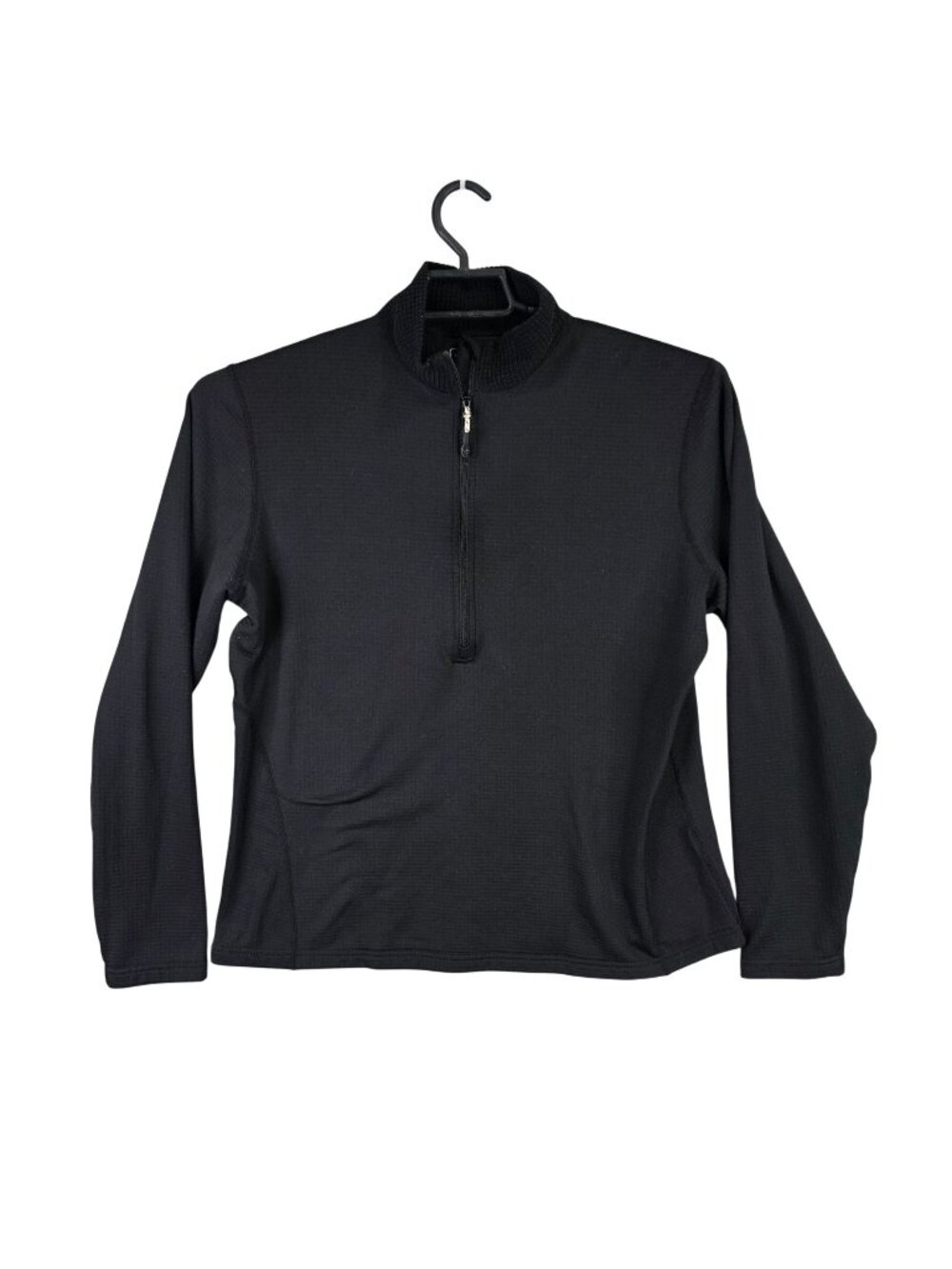 Womens Magellan Black 1/4 Zip Pullover Thermal Long Sleeves Polyester Blend XL